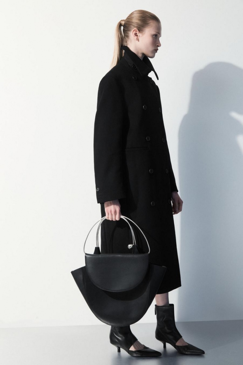 COS The Recycled-cashmere Trench Kabát Női Fekete | LHV-958016