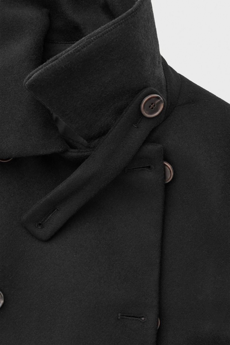 COS The Recycled-cashmere Trench Kabát Női Fekete | LHV-958016