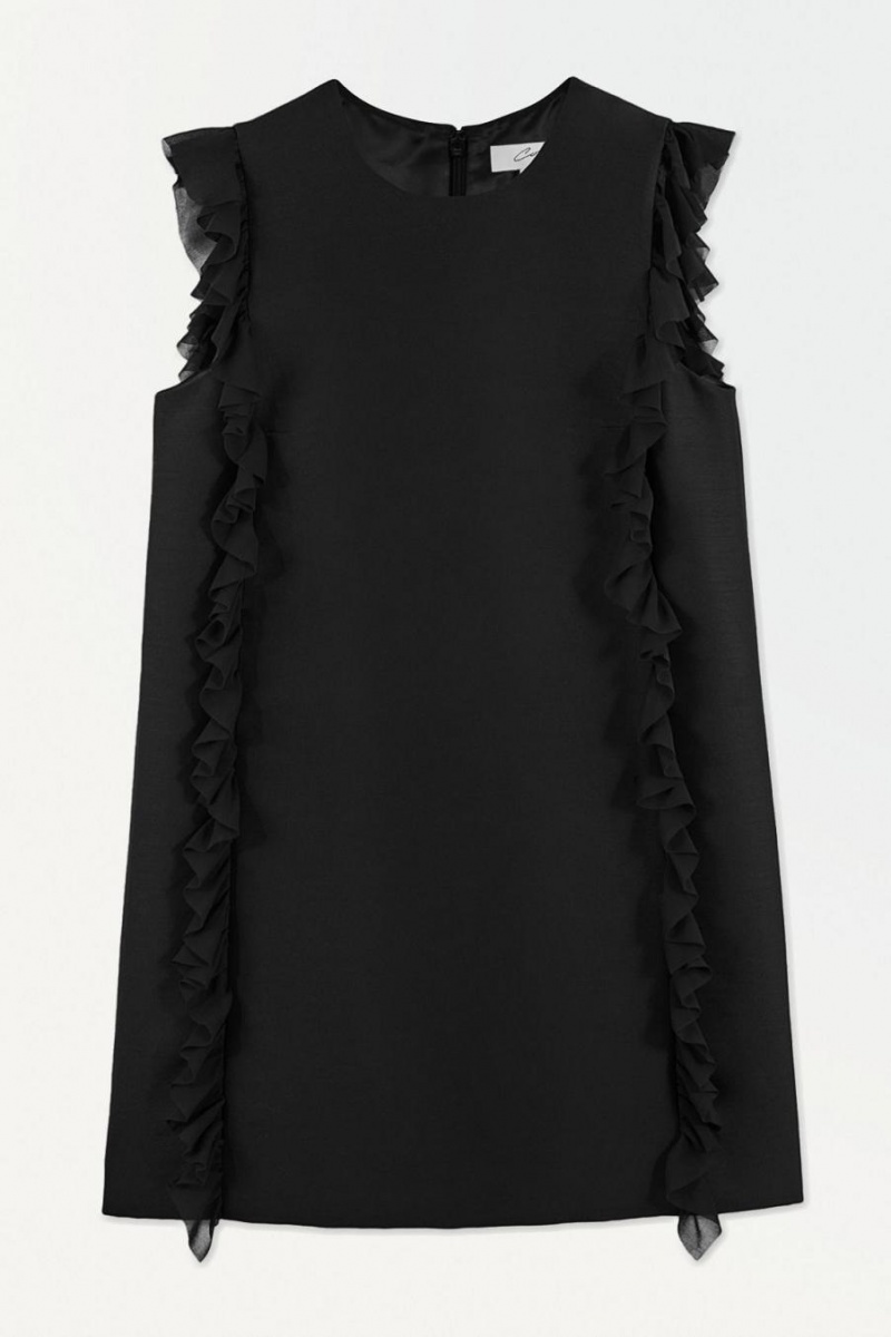 COS The Ruffled Shift Ruha Női Fekete | CEN-956814