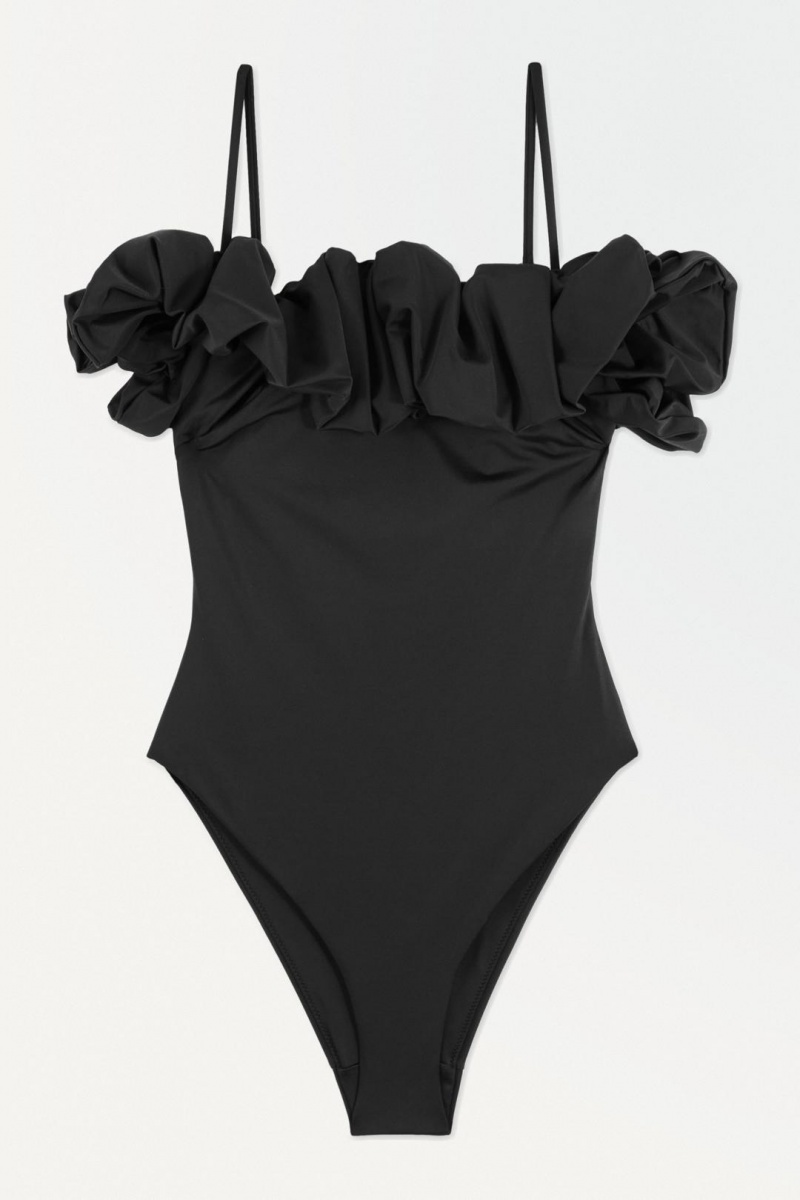 COS The Ruffled Swimsuit Úszóruhák Női Fekete | ULZ-540132