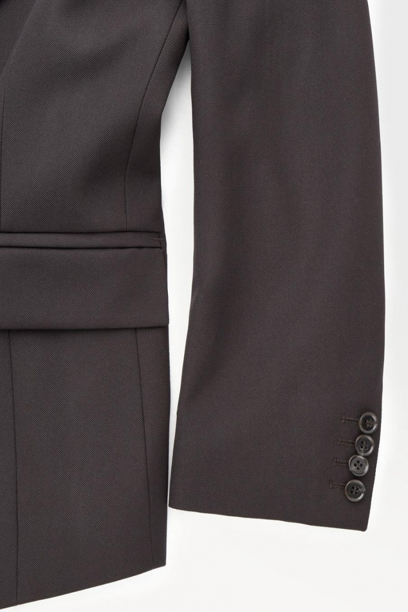 COS The Satin-lapel Tuxedo Kabát Női Sötétbarna | PSR-048576