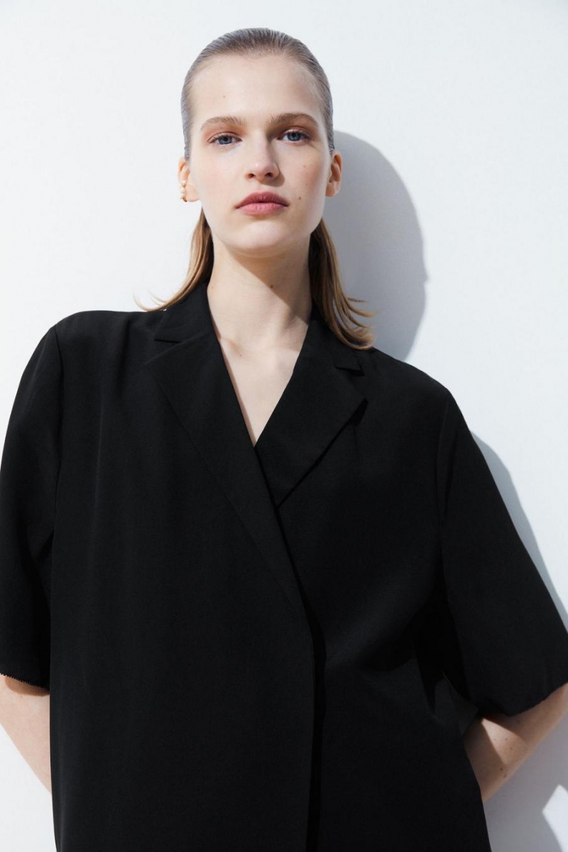 COS The Silk Blazer Ing Női Fekete | FIK-251406