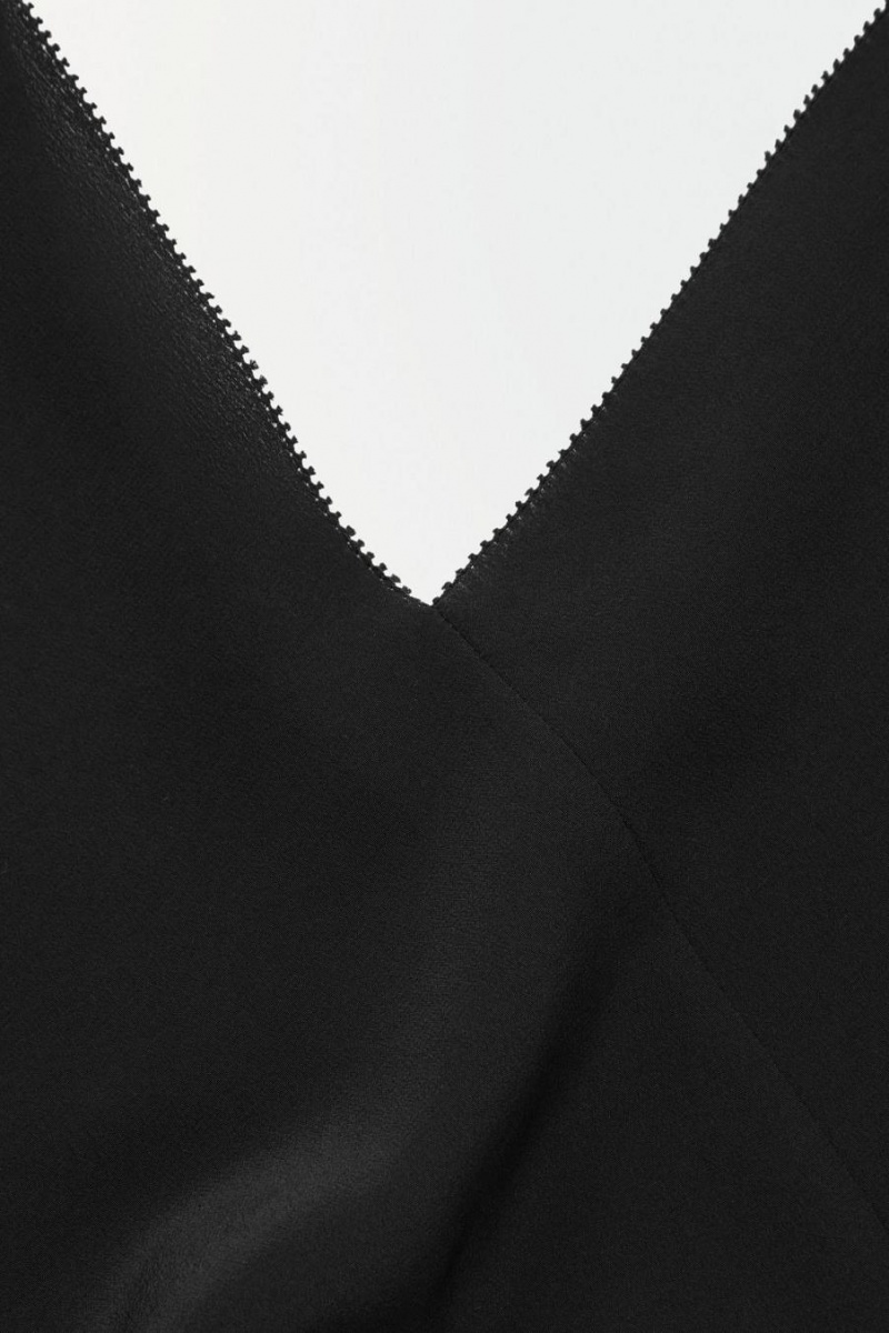 COS The Silk Scarf Felső Női Fekete | YGU-493152