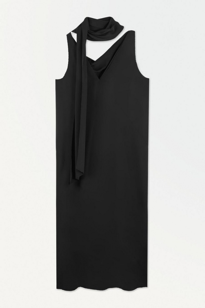 COS The Silk Scarf Ruha Női Fekete | KQT-872953