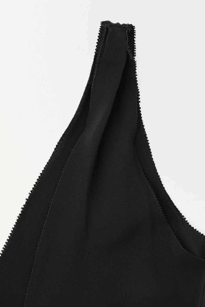 COS The Silk Scarf Ruha Női Fekete | KQT-872953