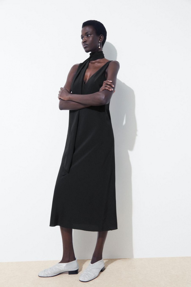 COS The Silk Scarf Ruha Női Fekete | KQT-872953