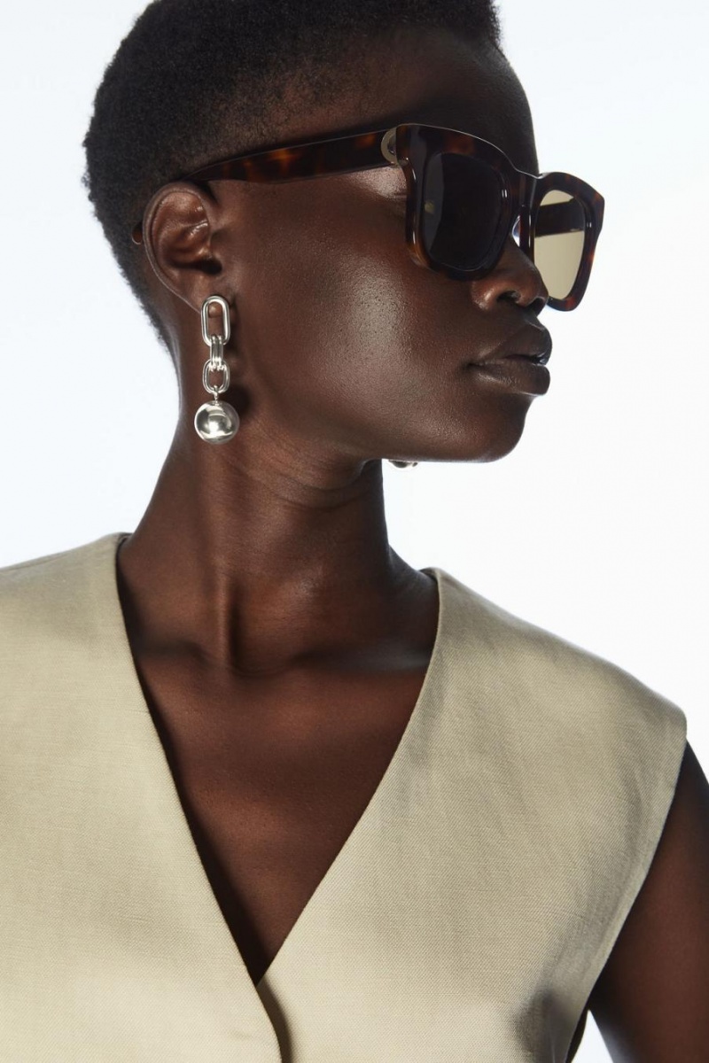 COS The Square Acetate Napszemüvegek Női Barna | ORS-521693