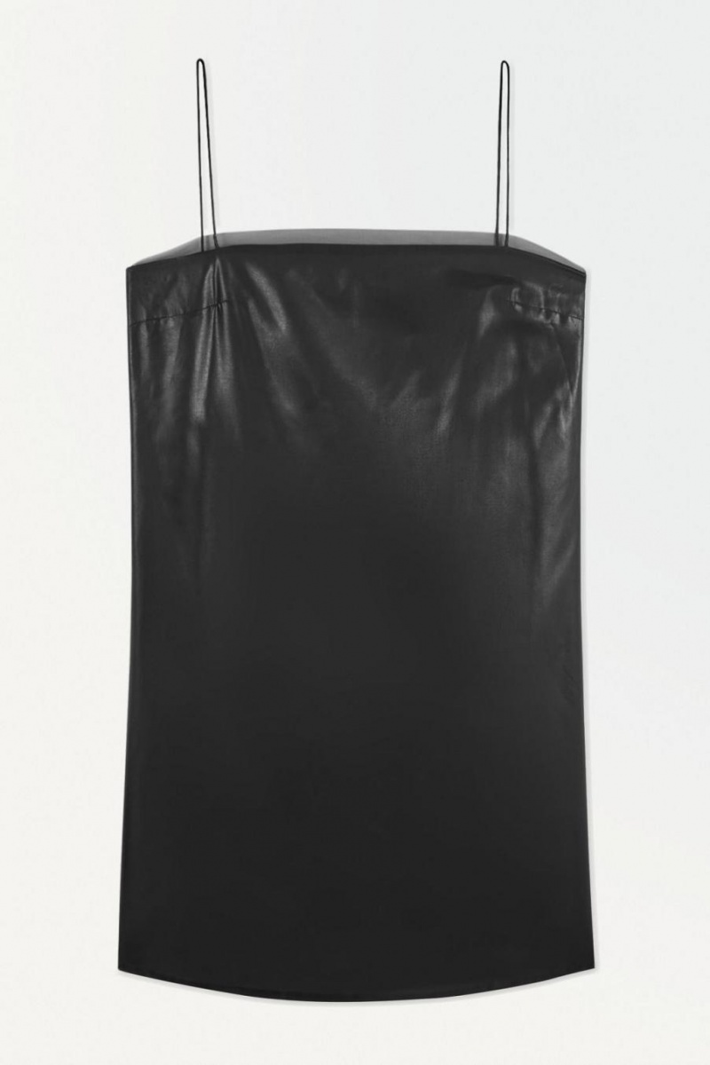 COS The Square-neck Voile Mini Ruha Női Fekete | JFZ-379241
