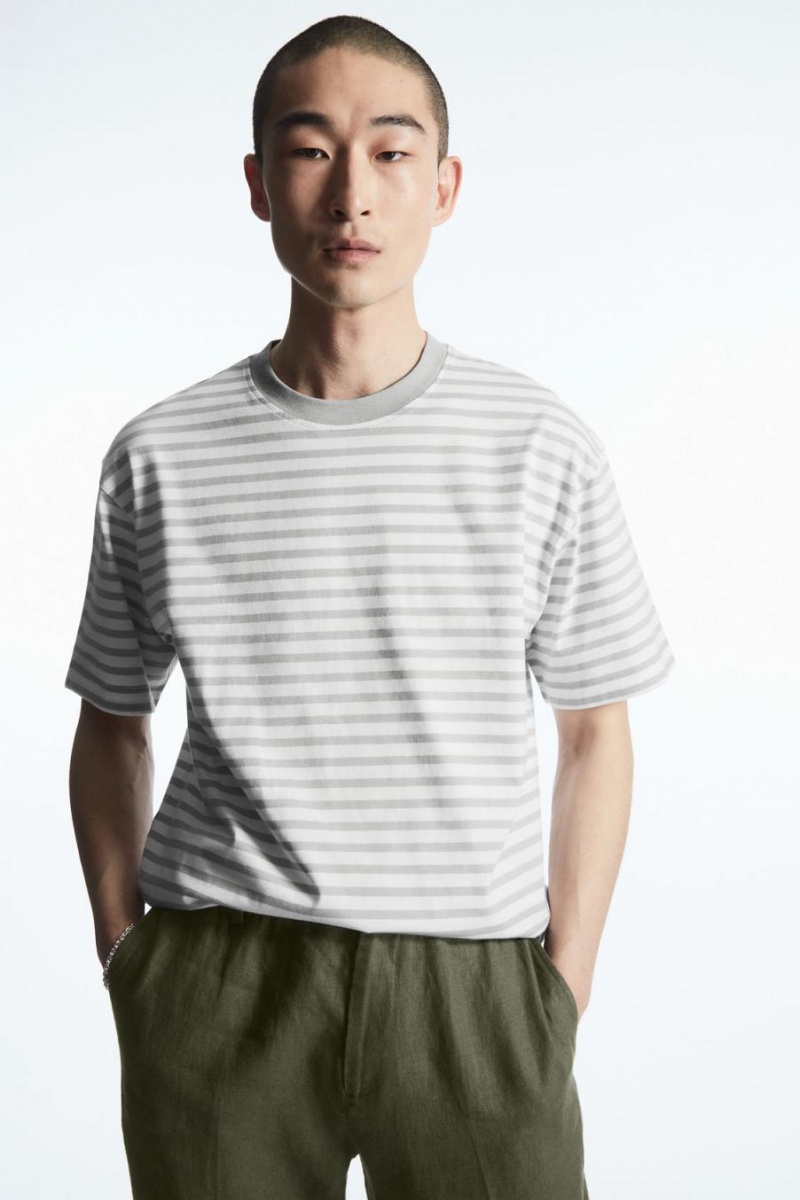 COS The Super Slouch Póló Férfi Fehér Szürke | OEZ-026781
