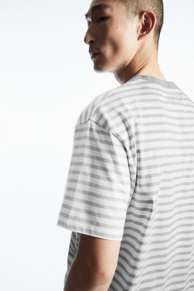 COS The Super Slouch Póló Férfi Fehér Szürke | OEZ-026781