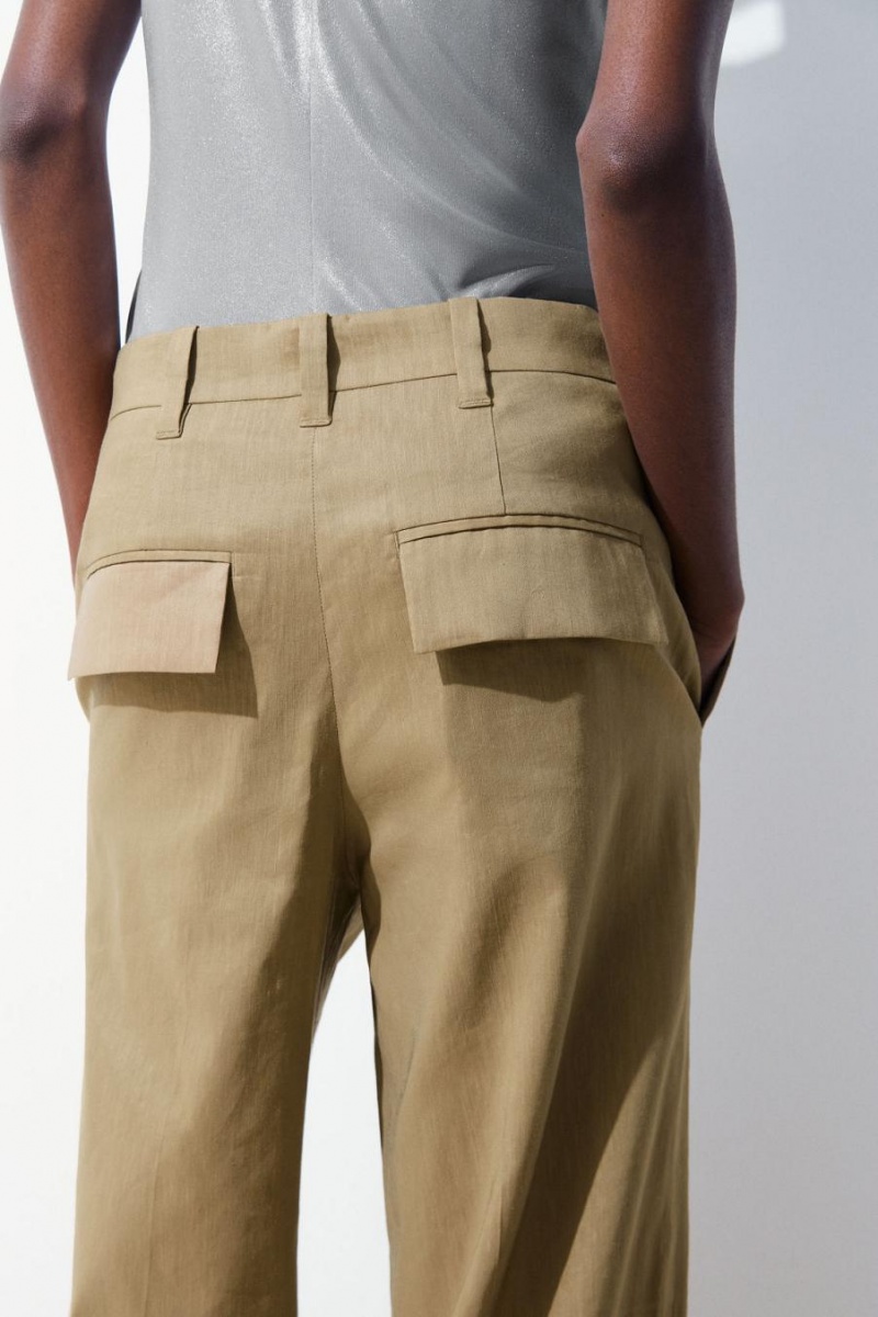 COS The Széles Cipő-leg Turn-up Chinos Nadrág Női Sötétbézs | FEQ-903784