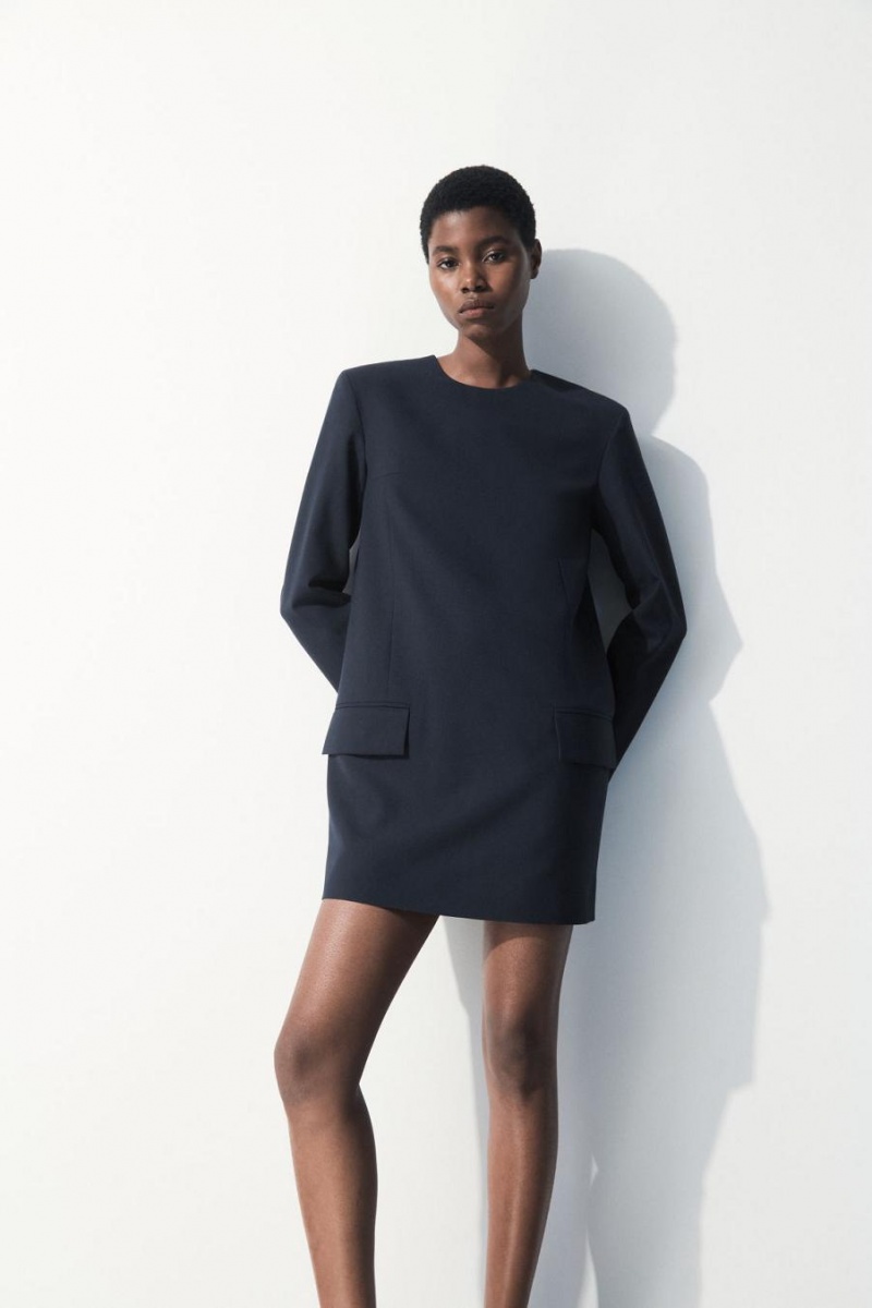COS The Tailored Mini Ruha Női Sötéttürkiz | VJF-304827