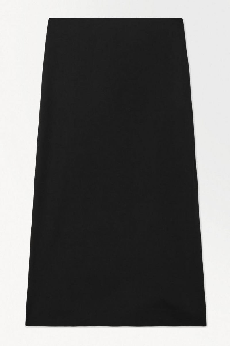 COS The Tailored Silk-blend Midi Szoknya Női Fekete | TVU-839602
