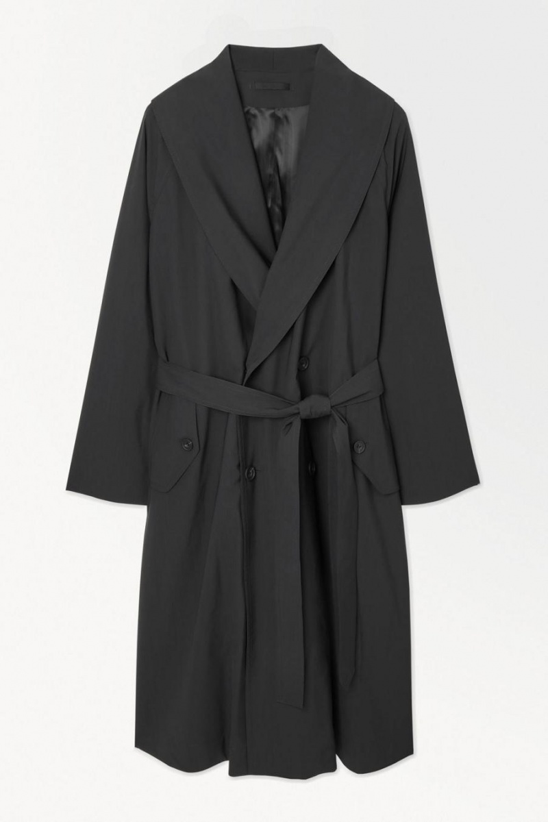 COS The Technical Gyapjú-blend Trench Kabát Férfi Sötétzöld | PIB-056234