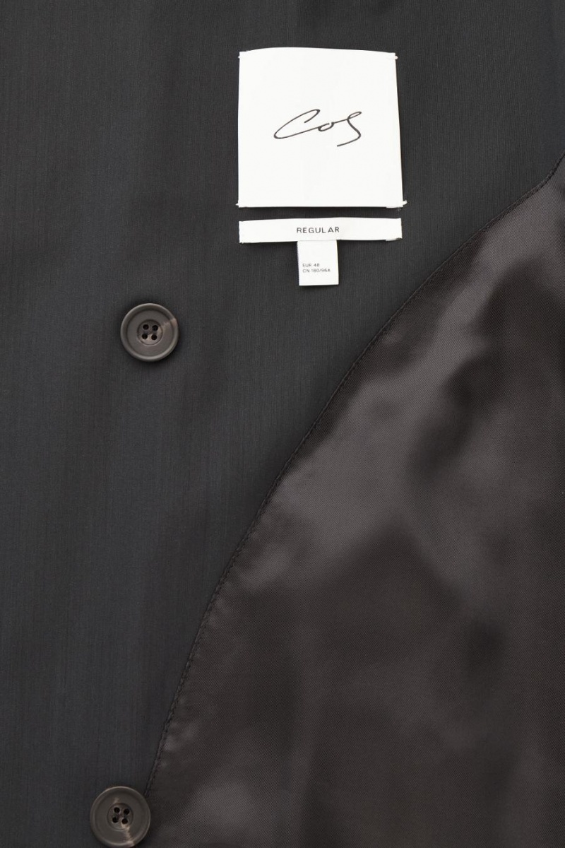 COS The Technical Gyapjú-blend Trench Kabát Férfi Sötétzöld | PIB-056234