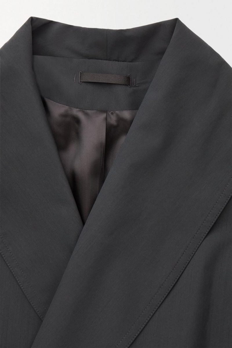 COS The Technical Gyapjú-blend Trench Kabát Férfi Sötétzöld | PIB-056234