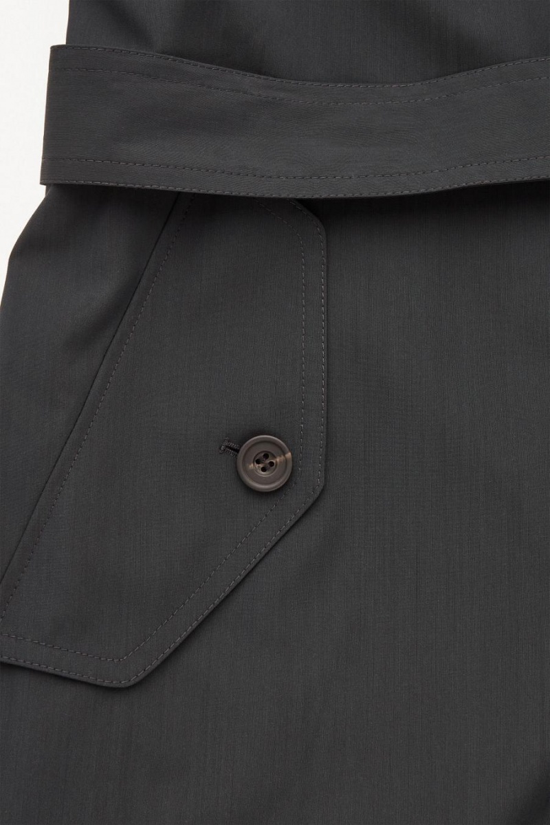 COS The Technical Gyapjú-blend Trench Kabát Férfi Sötétzöld | PIB-056234