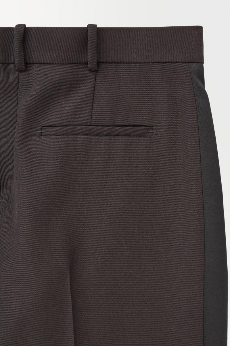 COS The Tuxedo-stripe Nadrág Női Sötétbarna | VPO-375412