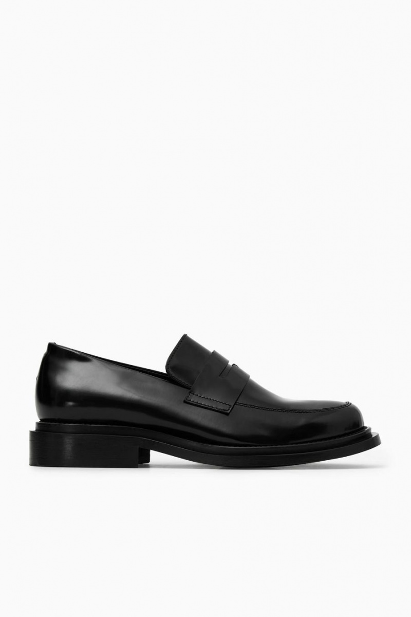 COS The Vaskos Bőr Loafers Férfi Fekete | WJZ-631075