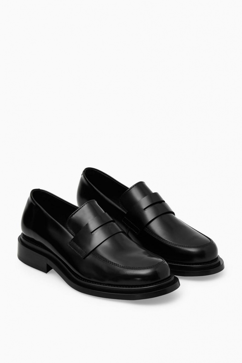 COS The Vaskos Bőr Loafers Férfi Fekete | WJZ-631075