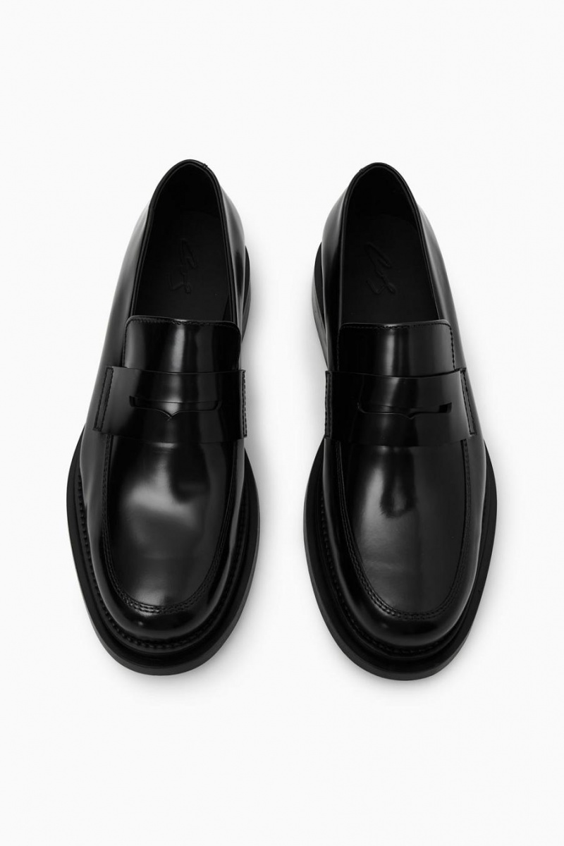 COS The Vaskos Bőr Loafers Férfi Fekete | WJZ-631075
