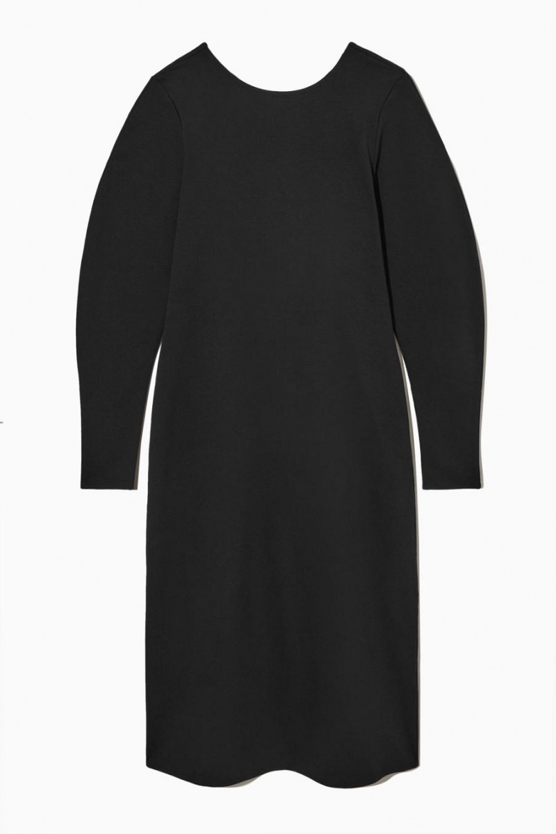 COS Tie-back Midi Ruha Női Fekete | KIO-528719