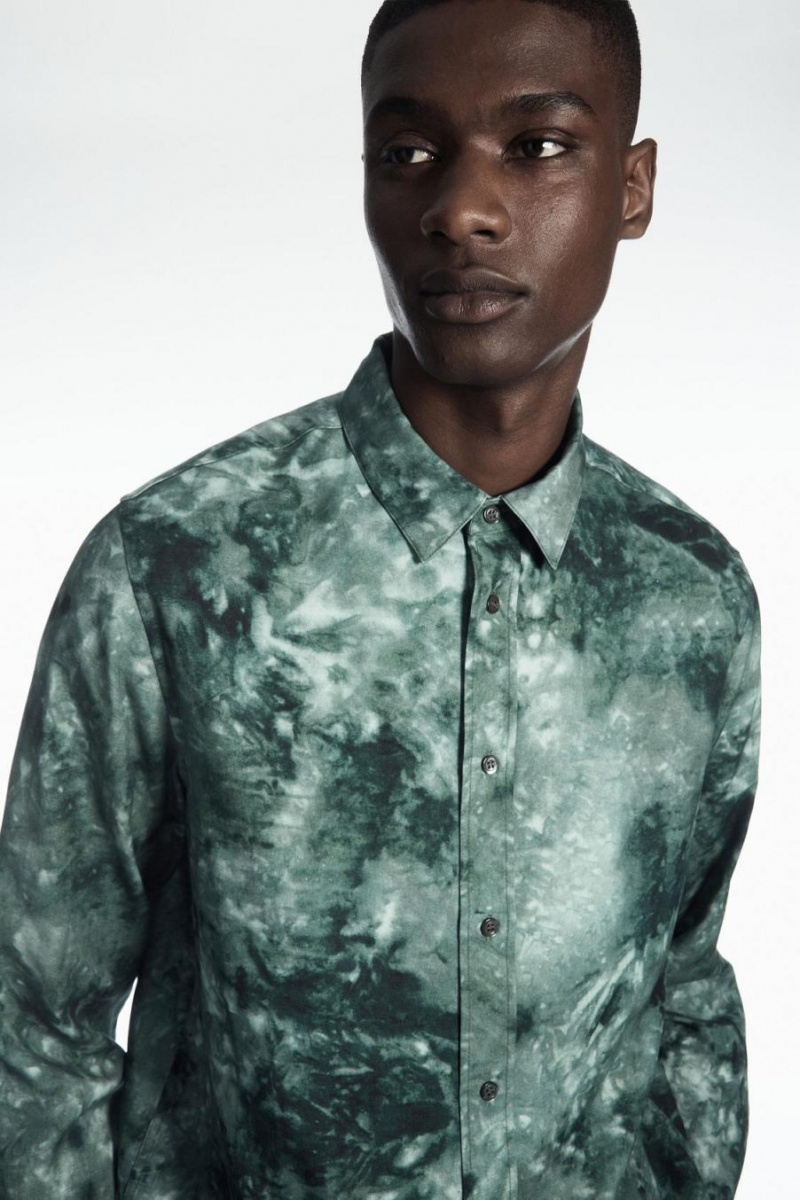 COS Tie-dye Print Fluid Ing Férfi Zöld Szürke | IGO-204961