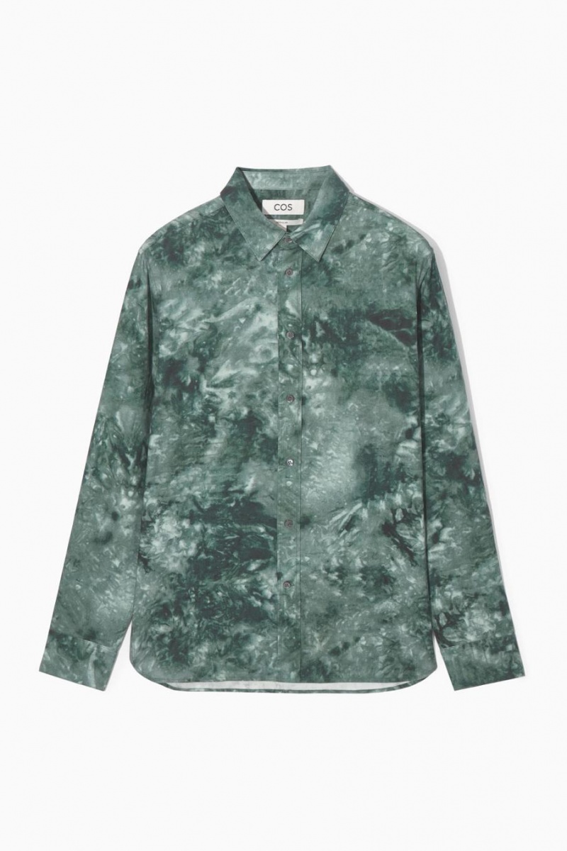 COS Tie-dye Print Fluid Ing Férfi Zöld Szürke | IGO-204961