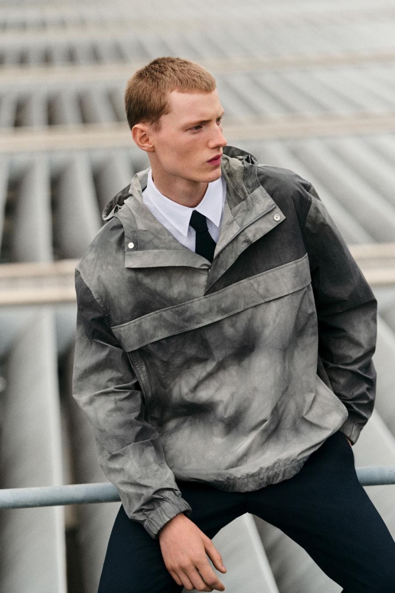 COS Tie-dye Print Packable Windbreaker Kabát Férfi Szürke | OFK-541273