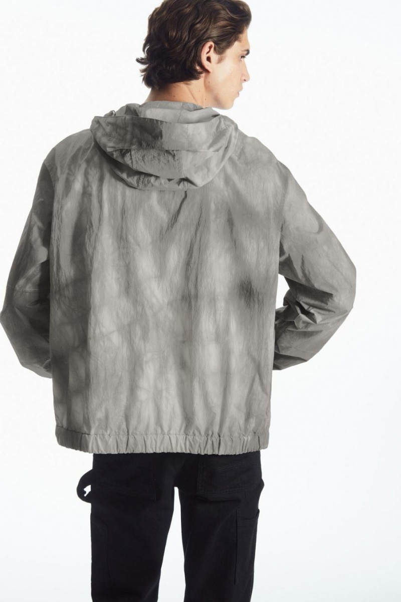 COS Tie-dye Print Packable Windbreaker Kabát Férfi Szürke | OFK-541273