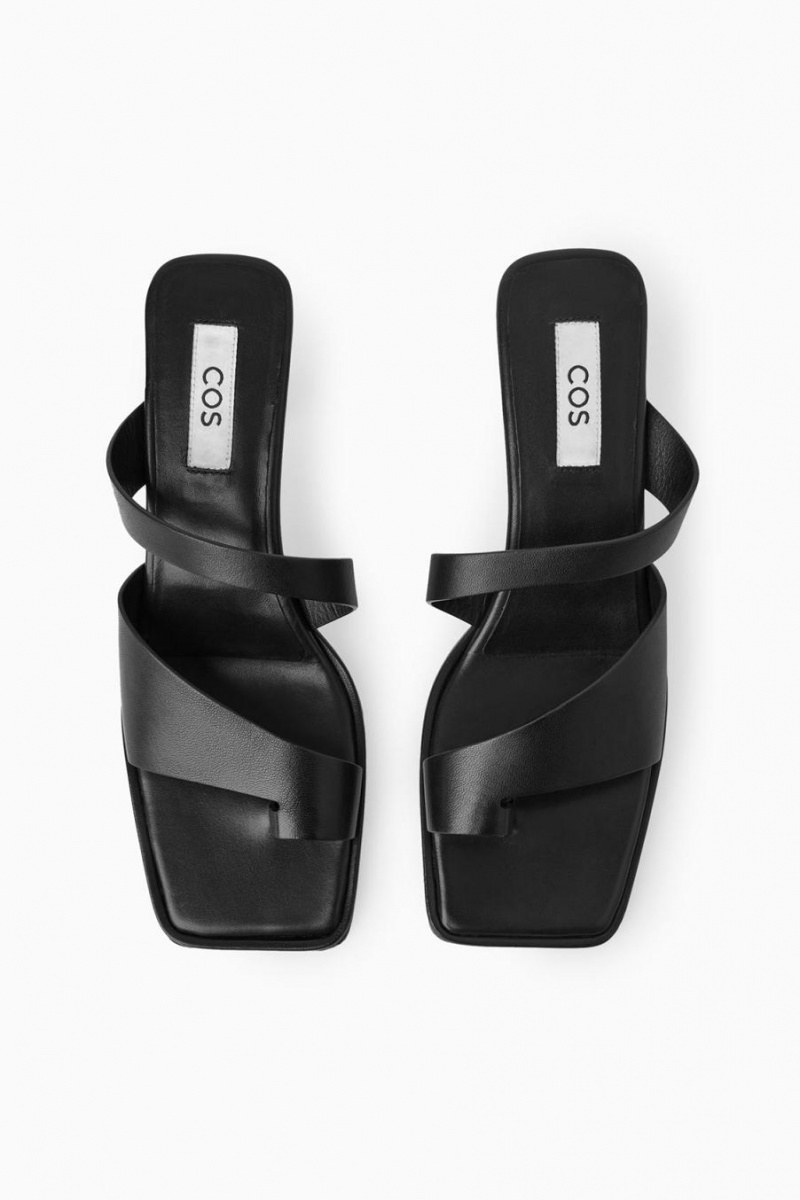COS Toe-thong Sarkú Szandál Női Fekete | GKT-109432