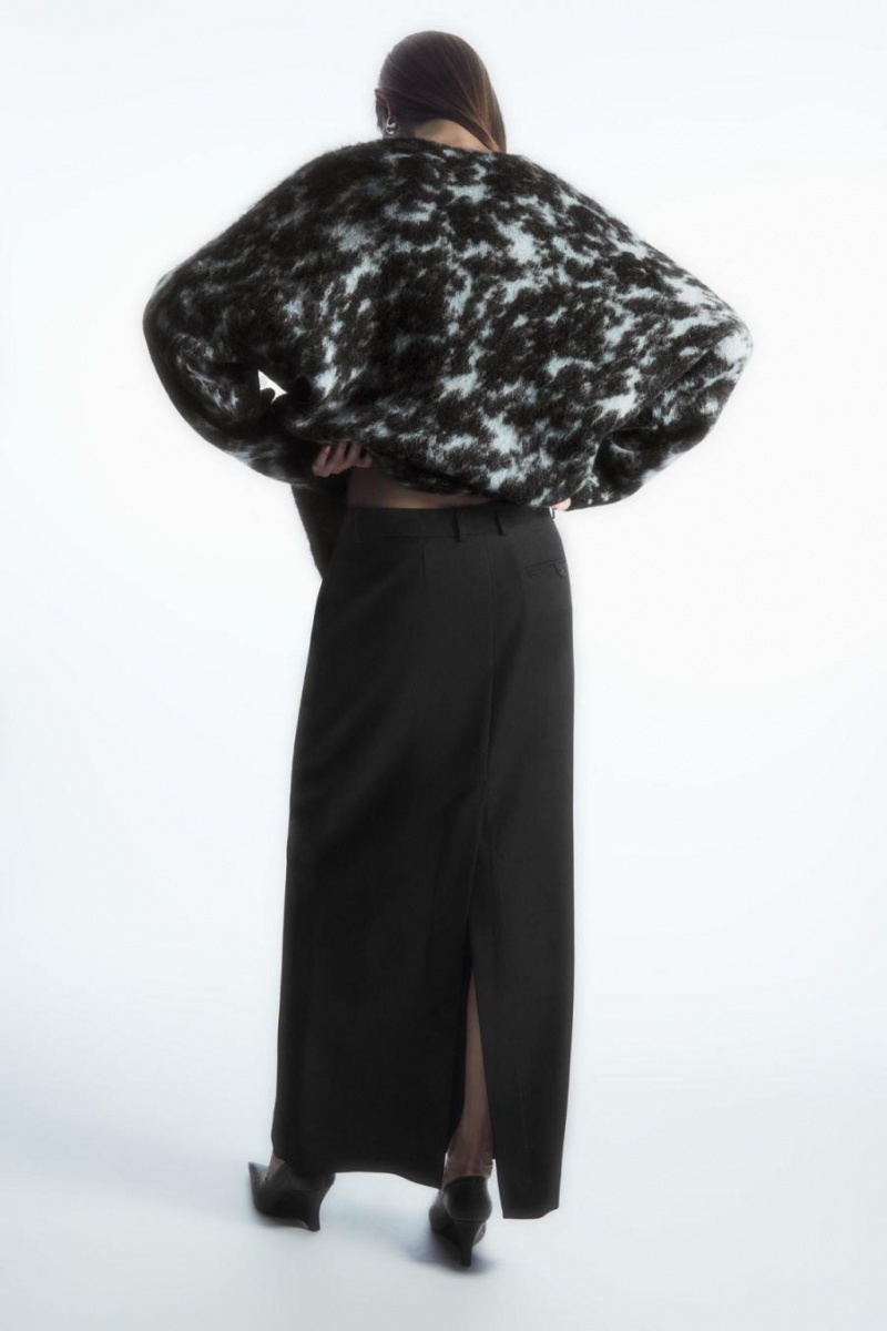 COS Tortoiseshell-jacquard Alpaca-blend Kardigán Női Kék | QKD-693478