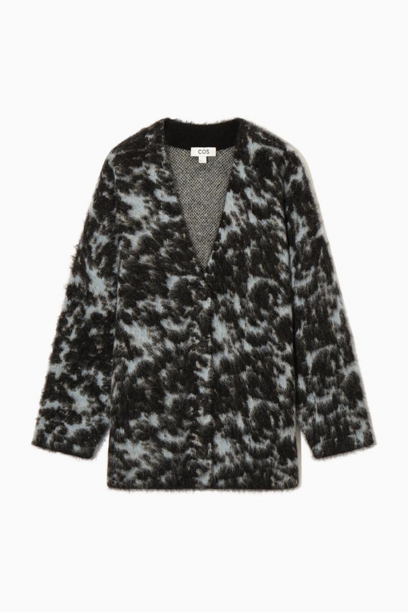 COS Tortoiseshell-jacquard Alpaca-blend Kardigán Női Kék | QKD-693478