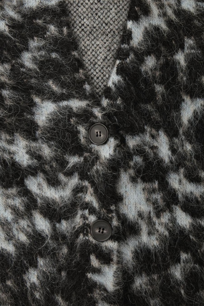 COS Tortoiseshell-jacquard Alpaca-blend Kardigán Női Kék | QKD-693478