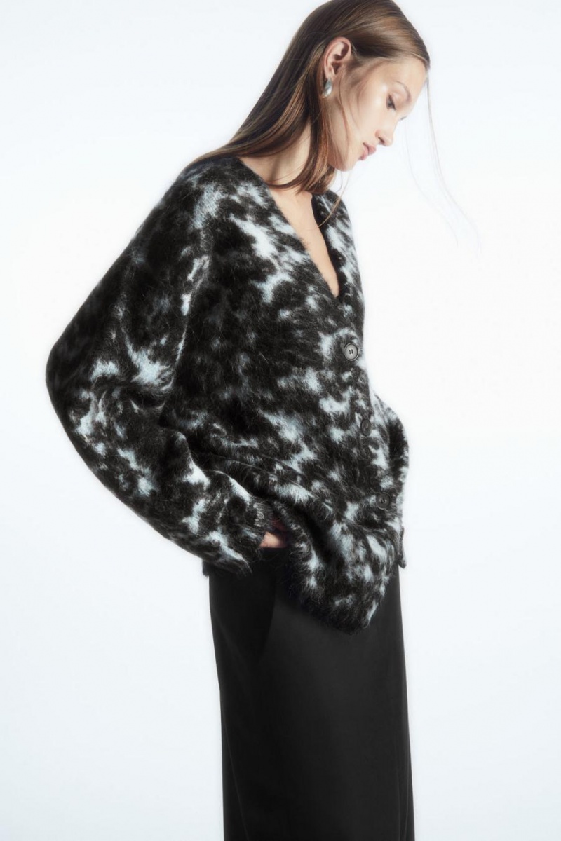 COS Tortoiseshell-jacquard Alpaca-blend Kardigán Női Kék | QKD-693478