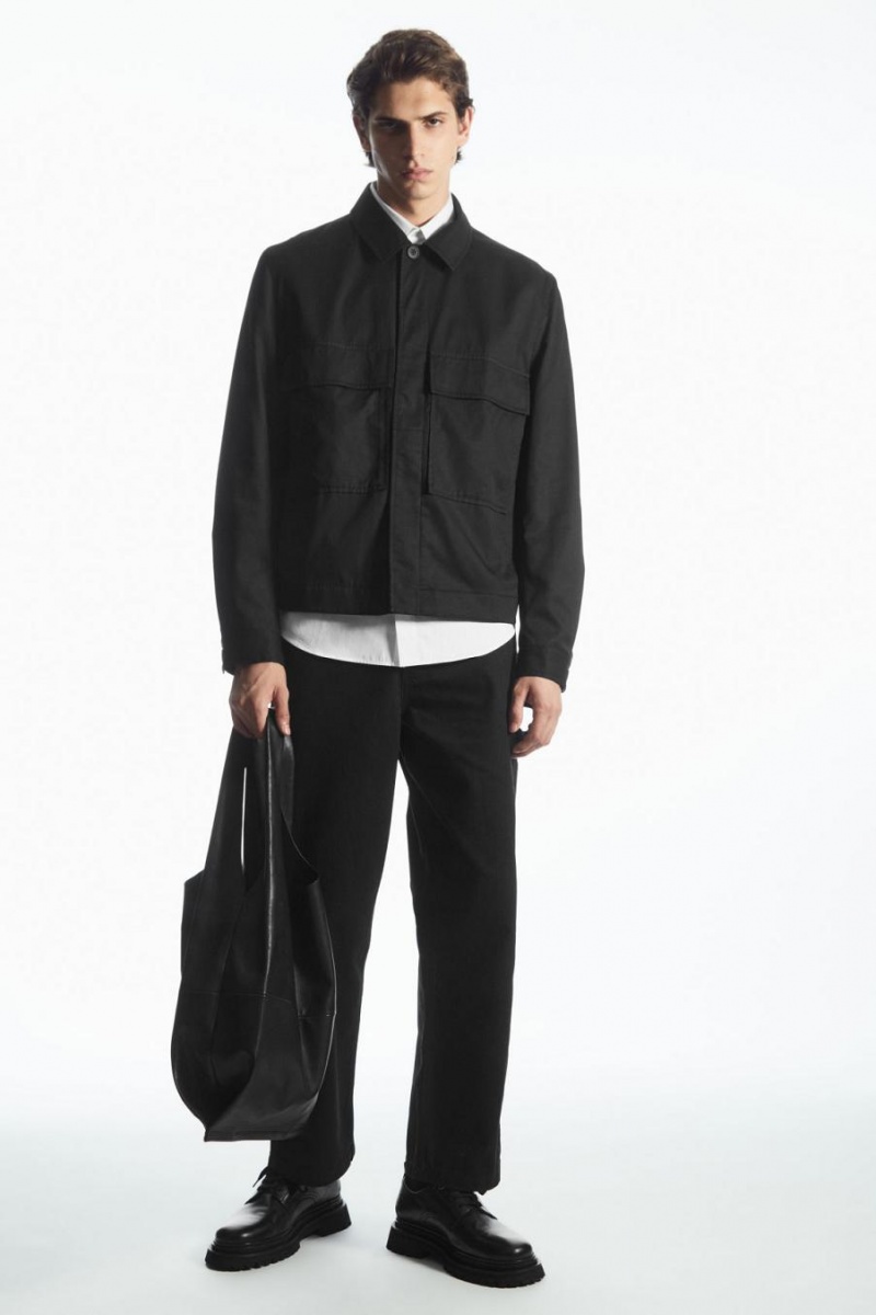 COS Twill Utility Ing Férfi Fekete | YCB-278140