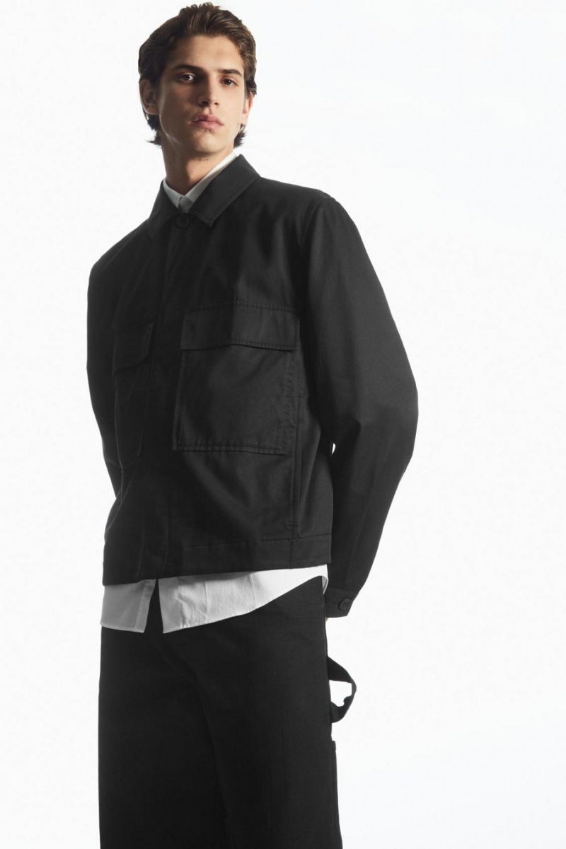 COS Twill Utility Ing Férfi Fekete | YCB-278140