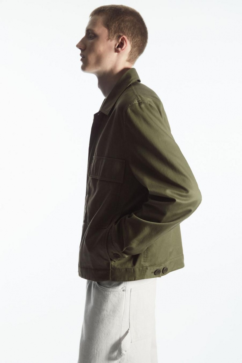 COS Twill Utility Ing Férfi Sötétkhaki Zöld | GZS-132786