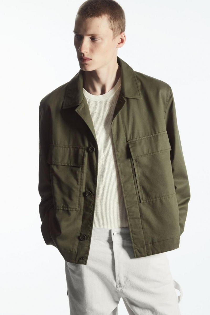 COS Twill Utility Ing Férfi Sötétkhaki Zöld | GZS-132786