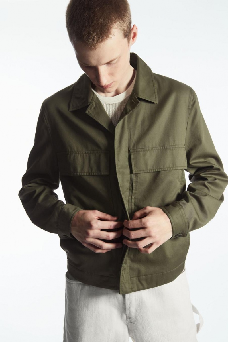 COS Twill Utility Ing Férfi Sötétkhaki Zöld | GZS-132786