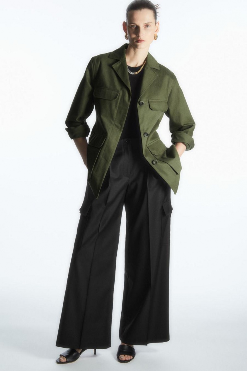 COS Twill Utility Kabát Női Khaki Zöld | EQL-635712