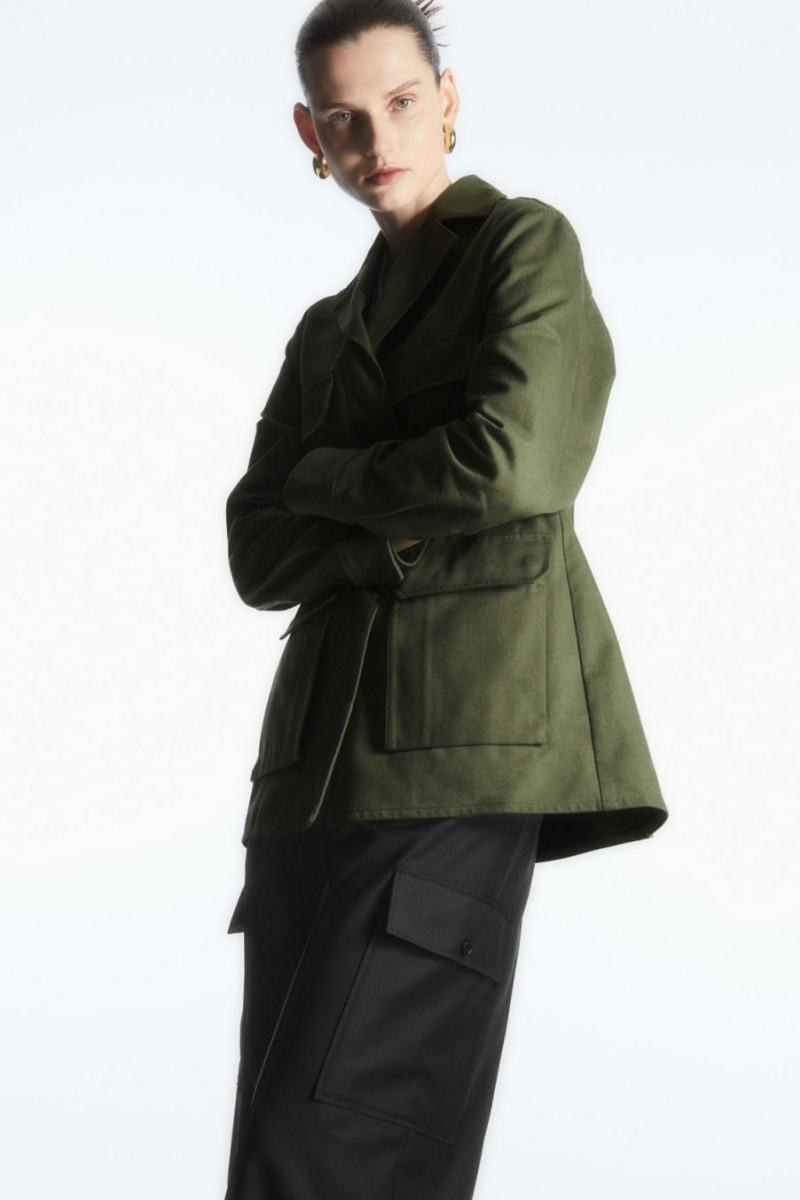 COS Twill Utility Kabát Női Khaki Zöld | EQL-635712