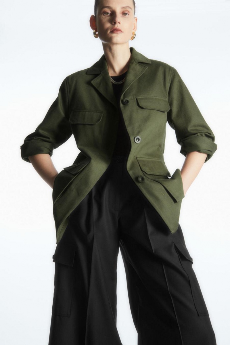 COS Twill Utility Kabát Női Khaki Zöld | EQL-635712