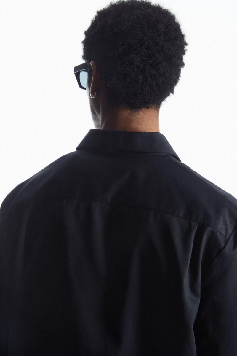COS Twill Zip-up Ing Férfi Sötétkék | BEA-380427