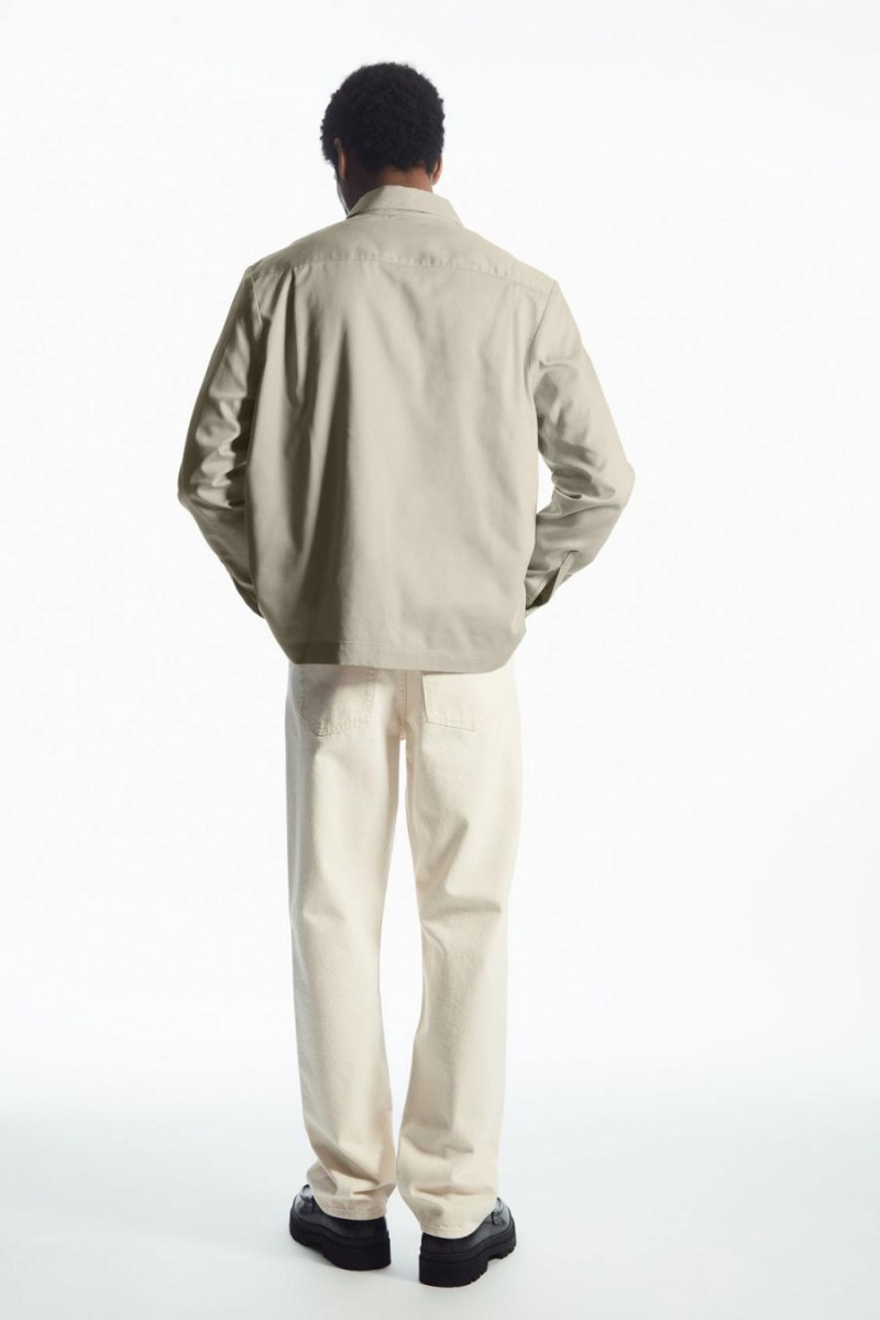 COS Twill Zip-up Ing Férfi Szürke | CNG-165208