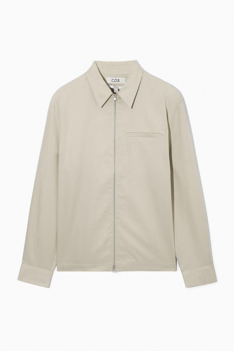 COS Twill Zip-up Ing Férfi Szürke | CNG-165208