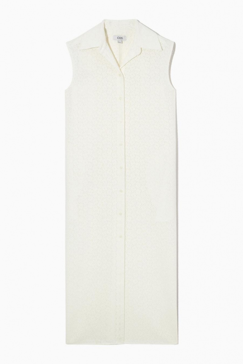 COS Ujjatlan Broderie Anglaise Shirt Ruha Női Fehér | LRJ-103945