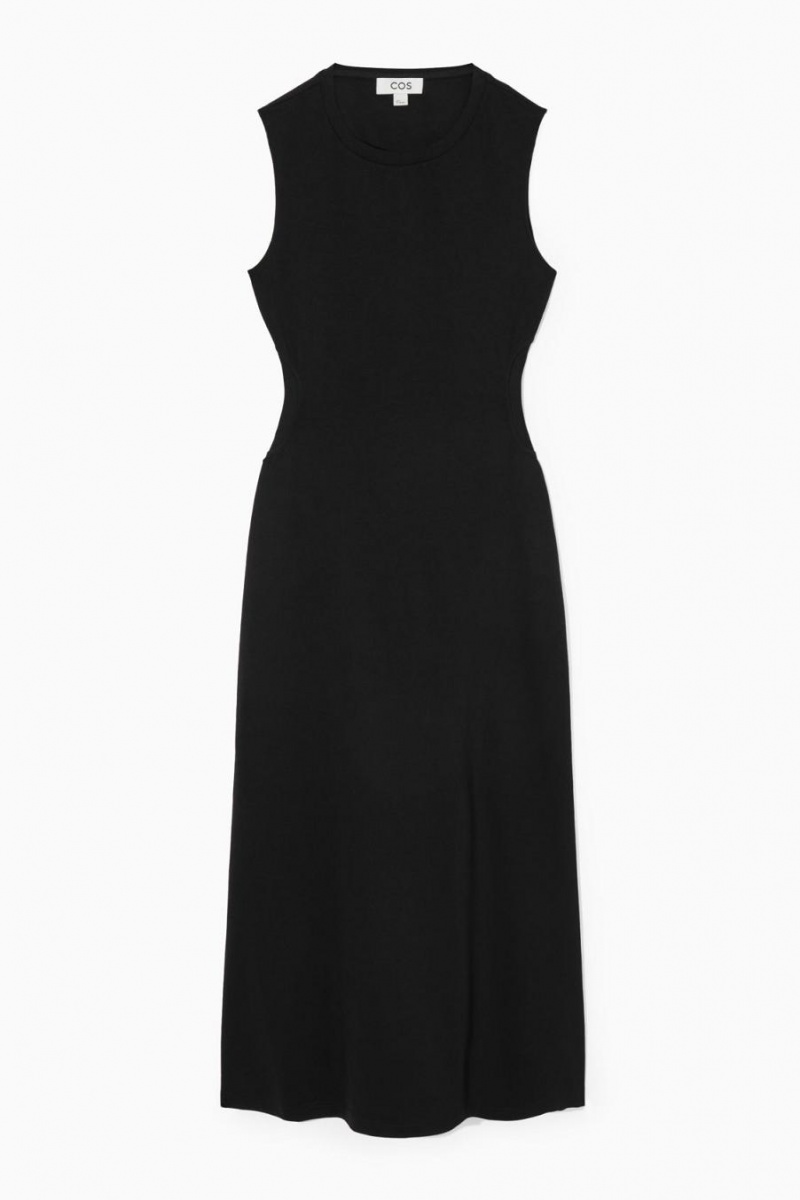COS Ujjatlan Cutout Maxi Ruha Női Fekete | DPW-518437