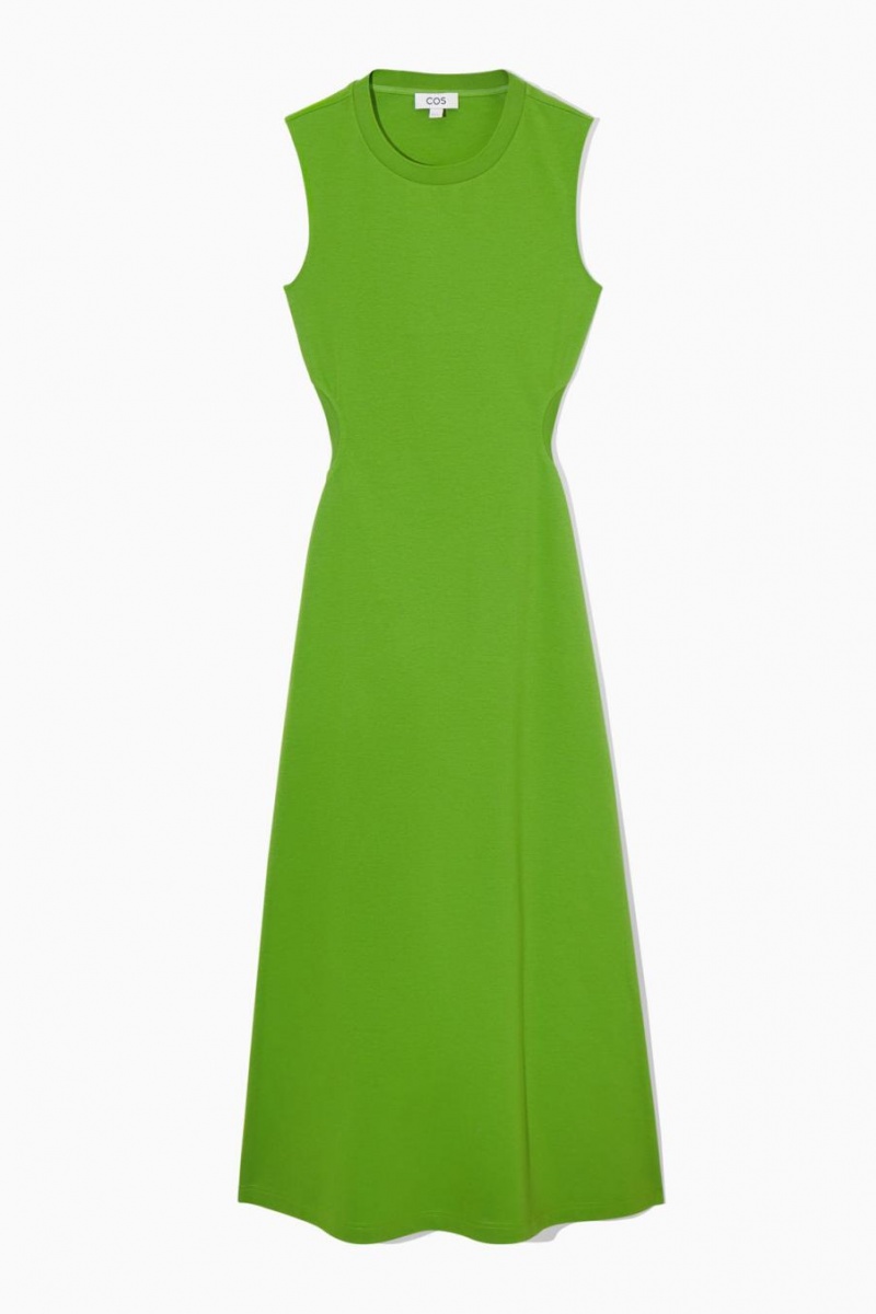 COS Ujjatlan Cutout Maxi Ruha Női Zöld | DUA-679123