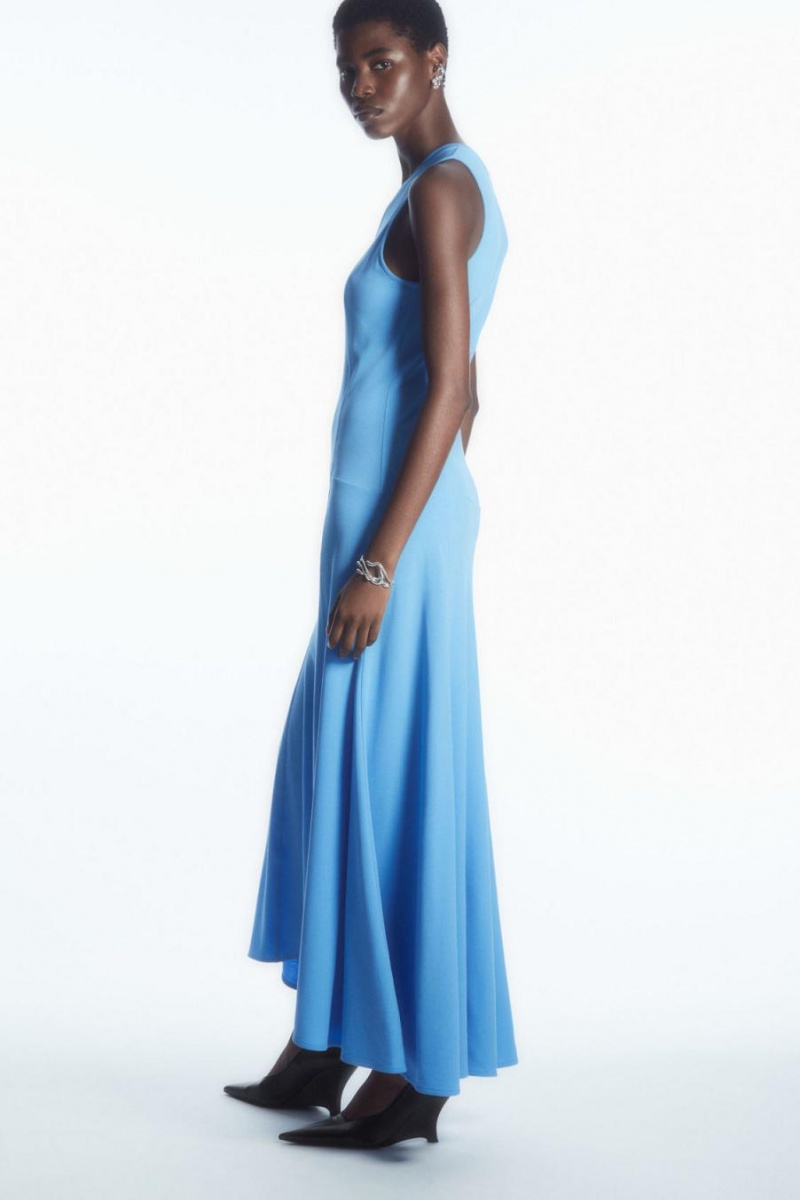 COS Ujjatlan Dropped-waist Maxi Ruha Női Világos Kék | APW-873650